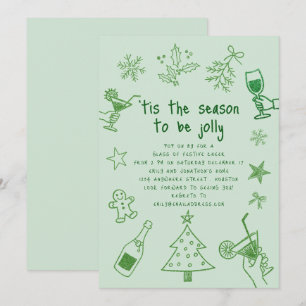 Invitación Fiesta de Navidades verdes Purpurina de escrúpulos