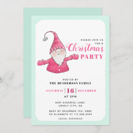 Invitación Fiesta de Navidades verdes y rosas de la Casa de l