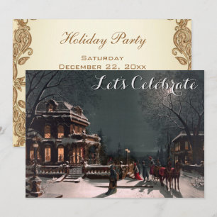 Invitación Fiesta de Navidades victorianos de festividad vint