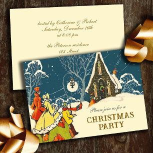 Invitación Fiesta de Navidades victorianos festivos