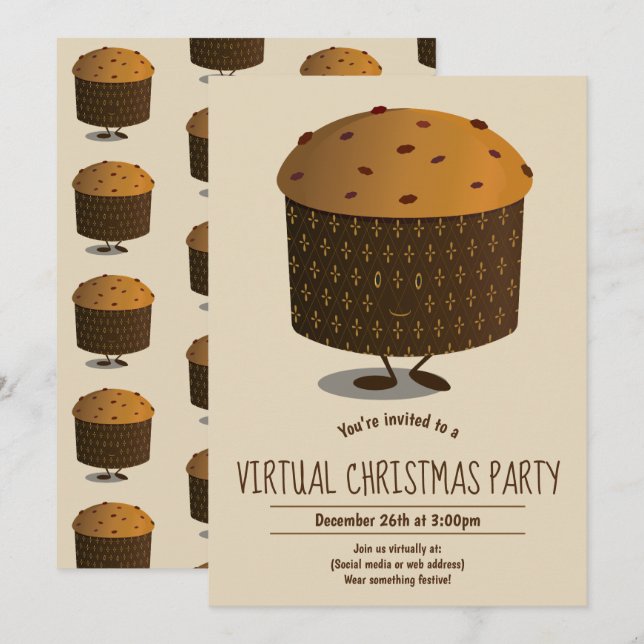 Invitación Fiesta de Navidades virtuales de carácter de Panet (Anverso / Reverso)