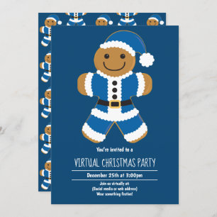 Invitación Fiesta de Navidades virtuales Gingerbread Santa Bl