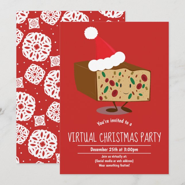 Invitación Fiesta de Navidades virtuales Personalizado de tor (Anverso / Reverso)