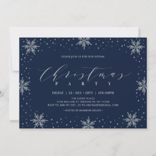 Invitación Fiesta de Navidades virtuales Silver y Navy Winter