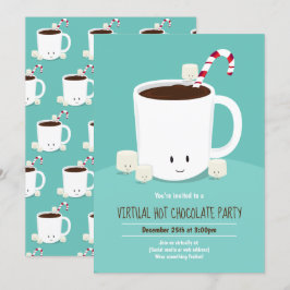 Invitación Fiesta de Navidades virtuales Verde azulado chocol