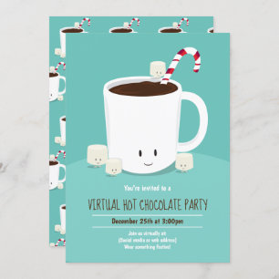 Invitación Fiesta de Navidades virtuales Verde azulado chocol