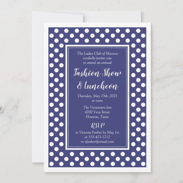 Invitación Fiesta de negocios de la Marina White Polka Dot Co (Anverso)