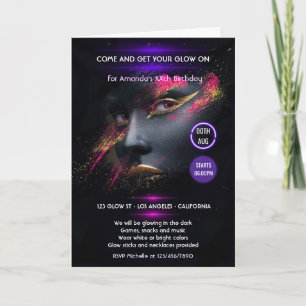 Invitación Fiesta de neón que brilla en la oscuridad