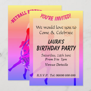 Invitación Fiesta de Netball con tema deportivo