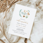 Invitación Fiesta de nidificación de Juguetes Vintage Neutral<br><div class="desc">Celebra a los futuros padres con esta encantadora invitación de fiesta de anidación neutral de género que incluye un ilustracion acuarela de la primera ropa del bebé y juguetes vintage rodeados de hojas de eucalipto y un patrón a juego en la parte trasera.</div>