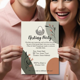 Invitación Fiesta de nidificación moderno para ser padres nue