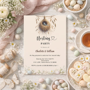 Invitación fiesta de nidificación nido de pájaro primavera hu