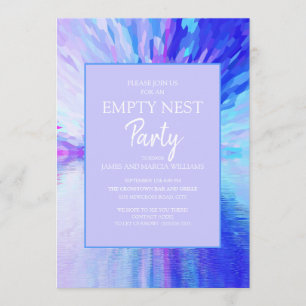 Invitación Fiesta de Nido Vacío Abstracto Azul Púrpura