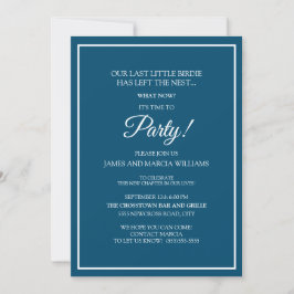 Invitación Fiesta de Nido Vacío Azul Marino Blanco