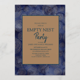 Invitación Fiesta de Nido Vacío Azul Marino Elegante y Dorado