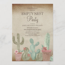 Invitación Fiesta de Nido Vacío de Cactus Rústico