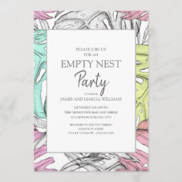 Invitación Fiesta de Nido Vacío de Hoja Tropical Gris Verde R