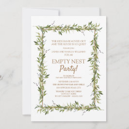 Invitación Fiesta de nido vacío de oro en hojas verdes modern