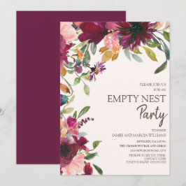 Invitación Fiesta de Nido Vacío Elegante Morado Rosa Dorado F