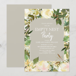 Invitación Fiesta de Nido Vacío Floral Blanca Crema Verde Sal