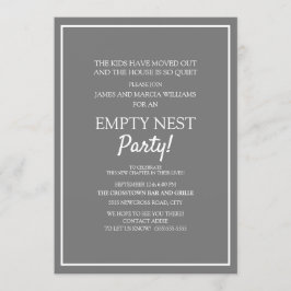 Invitación Fiesta de Nido Vacío Gris Blanco Moderno