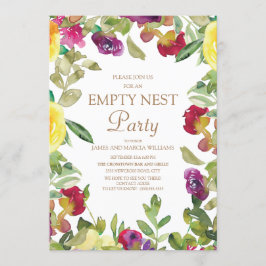 Invitación Fiesta de Nido Vacío Verde Esmeralda Floral Púrpur
