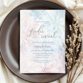 Invitación Fiesta de nieve rosa azul rosado revelado de géner