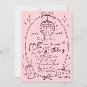 Invitación Fiesta de niña de dos dígitos Cumpleaños 10