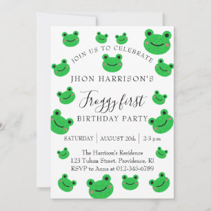 Invitación Fiesta de Niño Rana Primer Cumpleaños 