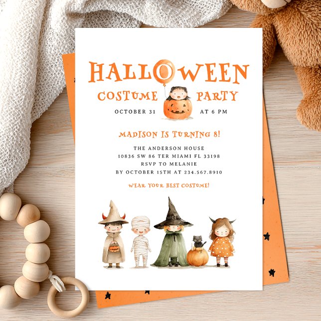 Invitación Fiesta de niños de cumpleaños de Halloween con cal (Subido por el creador)