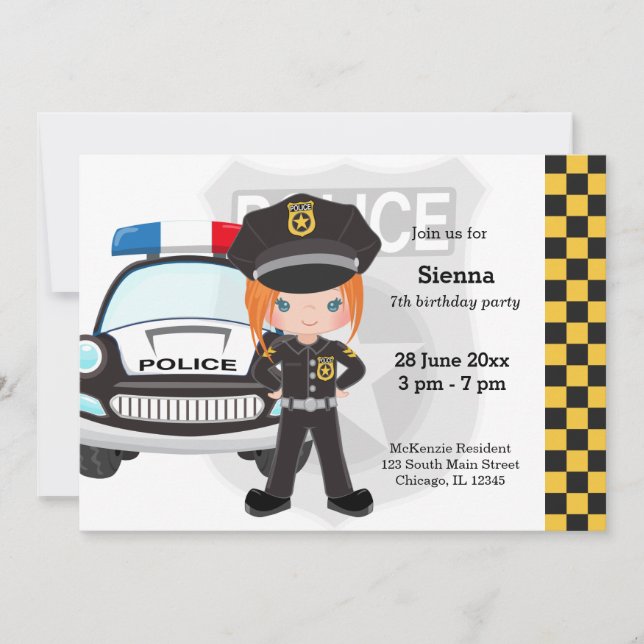 Invitación Fiesta de niños de la policía (Anverso)