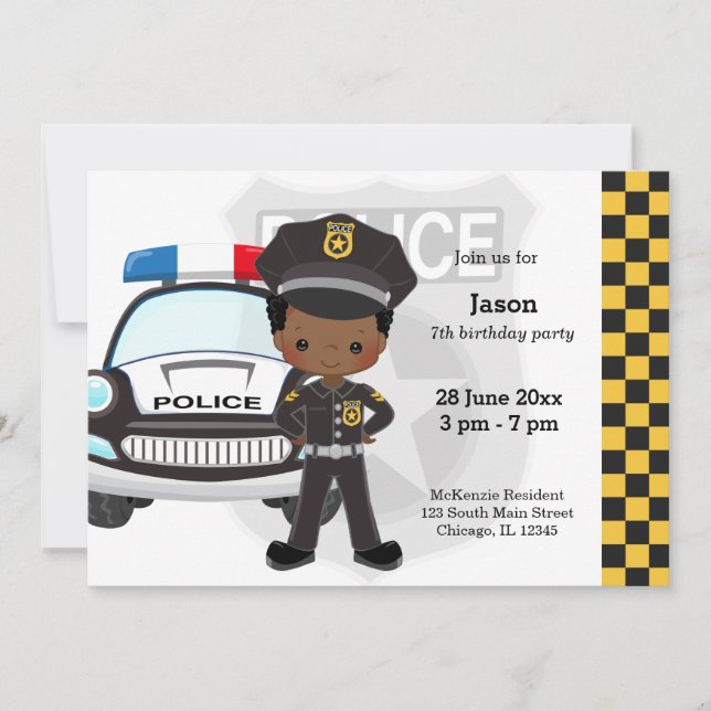 Invitación Fiesta de niños de la policía (Anverso)