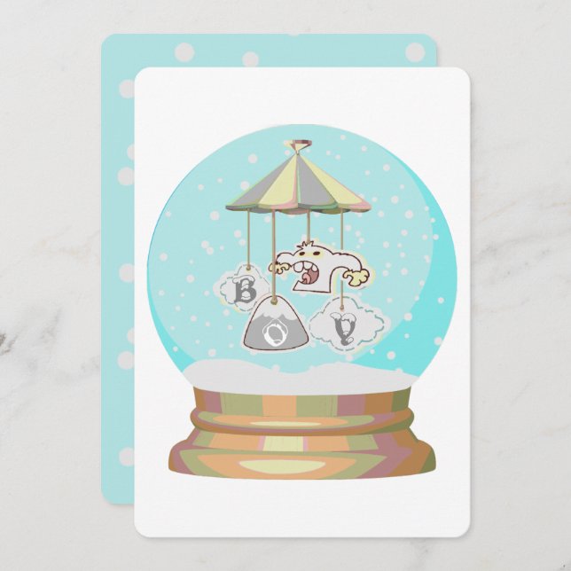 Invitación Fiesta de niños del mundo de la nieve de invierno  (Anverso / Reverso)