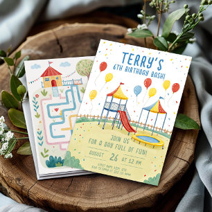 Invitación Fiesta de niños editables de cumpleaños en zona de