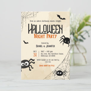 Invitación Fiesta de Noche de Brujas de Telaraña Vintage Espe