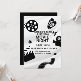 Invitación "Fiesta de Noche de Cine Dulces 16