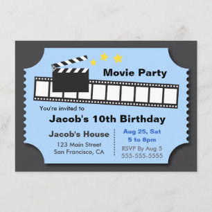 Invitación Fiesta de Noche de Cine, Fiesta de Cumpleaños