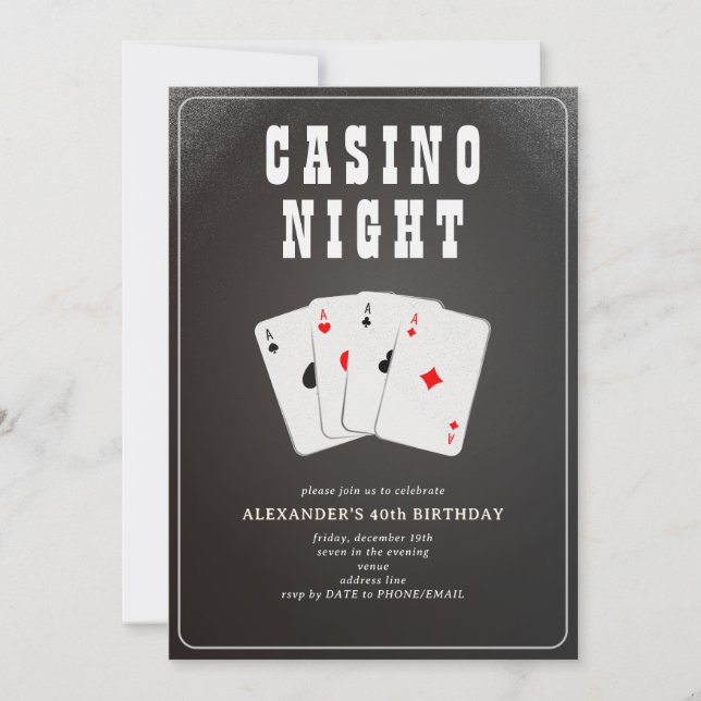 Invitación Fiesta de Noche de Poker Blackjack de Casino de Ve (Anverso)