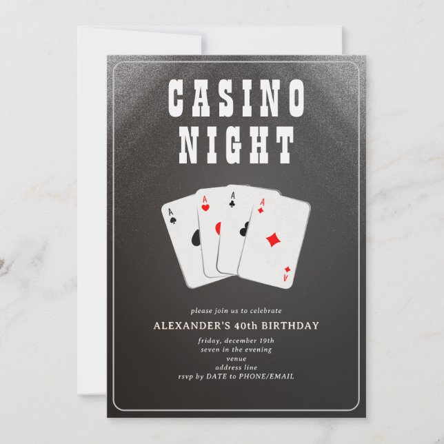 Invitación Fiesta de Noche de Póquer de Blackjack en el Casin (Anverso)