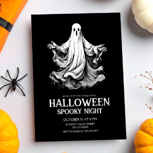 Invitación fiesta de noche espeluznante de Halloween con fant