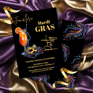 Invitación Fiesta de Noche Mardi Gras en Nueva Orleans