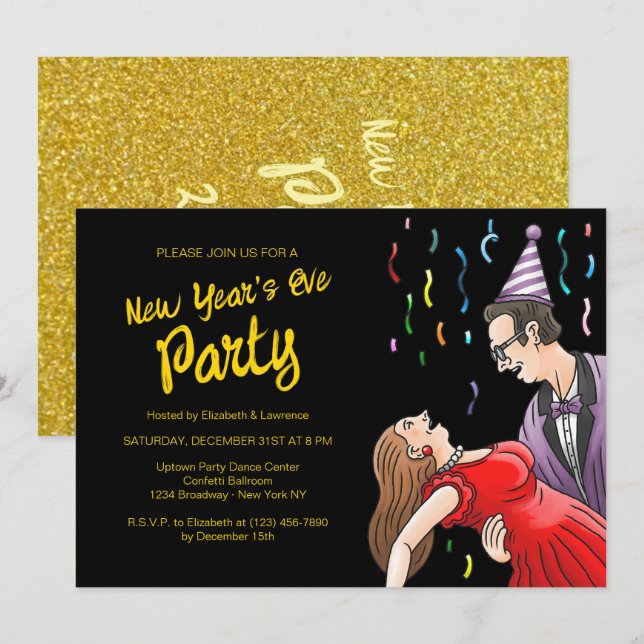 Invitación Fiesta de Nochevieja (Anverso / Reverso)
