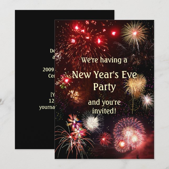 Invitación Fiesta de Nochevieja (Anverso / Reverso)