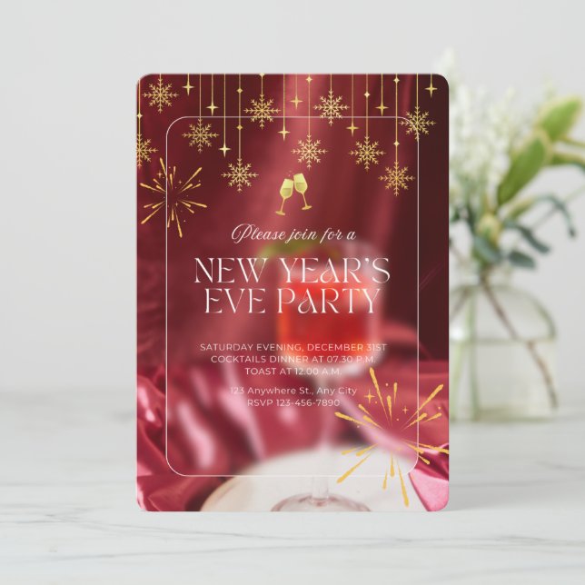 Invitación Fiesta de Nochevieja (Anverso de pie)