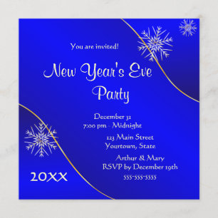 Invitación Fiesta de Nochevieja 2020 con luces azules