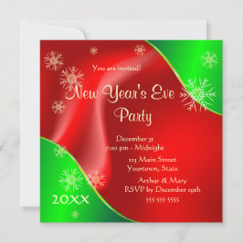 Invitación Fiesta de Nochevieja 2020 en rojo y verde
