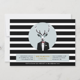 Invitación Fiesta de Nochevieja 2021 Ciervo Rojo y Negro