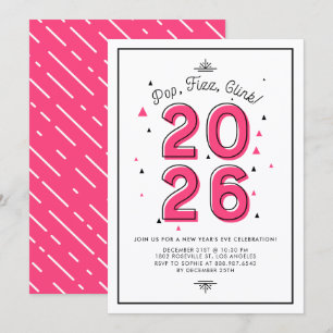 Invitación Fiesta de Nochevieja 2022 rosa tipografía moderna