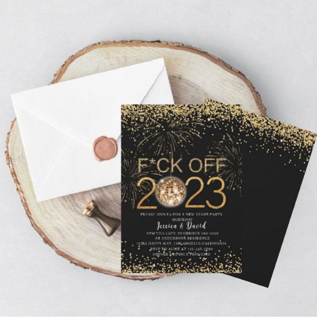 Invitación Fiesta de Nochevieja 2024 Oro y BlackInvitation (Subido por el creador)