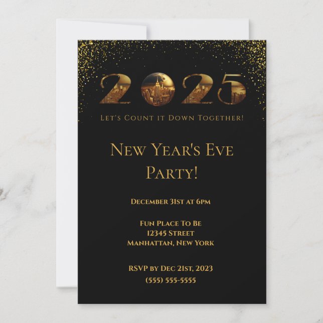 Invitación fiesta de Nochevieja 2025-Ball-NYC- (Anverso)